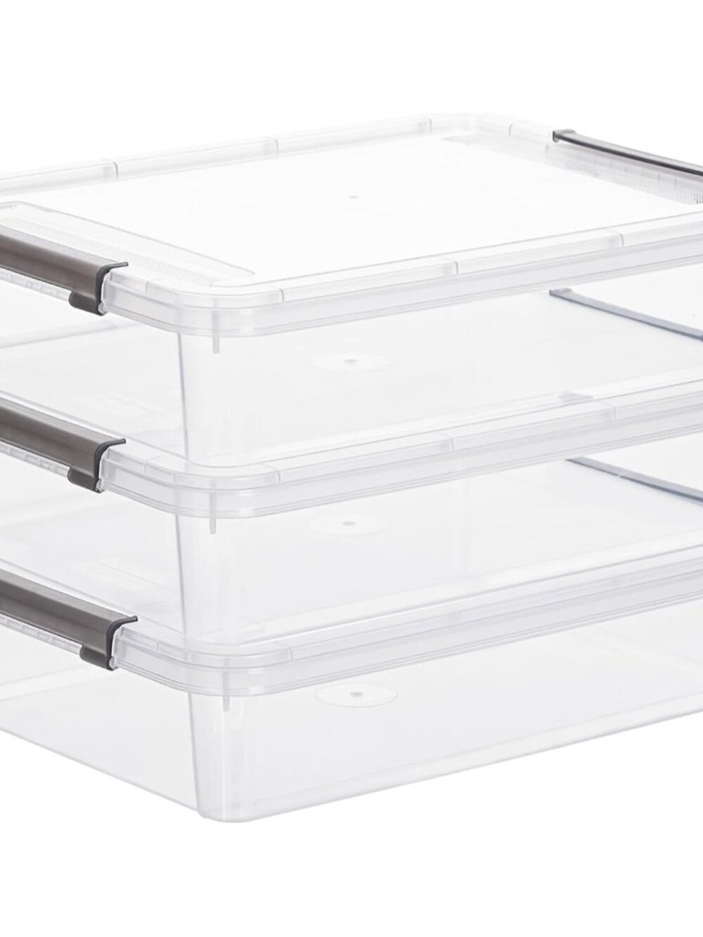 3PC Storage Bins with Lids, Stackable Plastic Box, Paper Storage